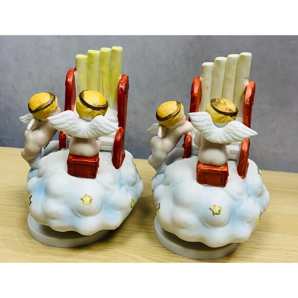 Vintage 2 Brinn's 80's/90's Angels Musical Porcelain Hand Painted Decorations - Picture 2 of 8